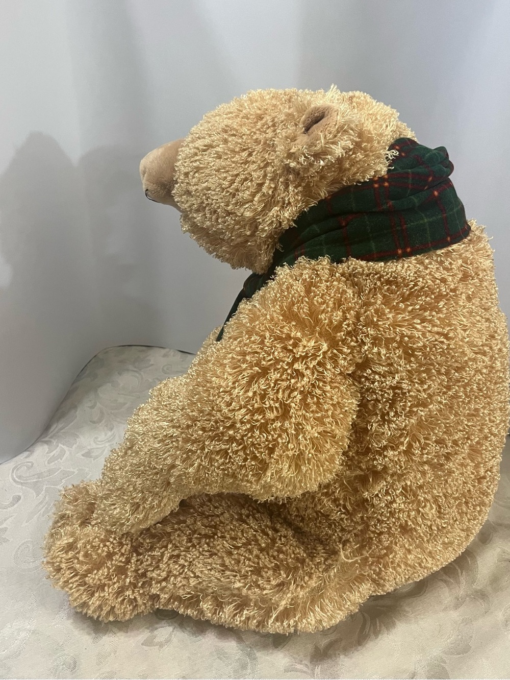 Vintage 90s Rare 30” Holiday Detailed Potbelly Plush Bear with Wide Wool Scarf - Picture 3 of 15